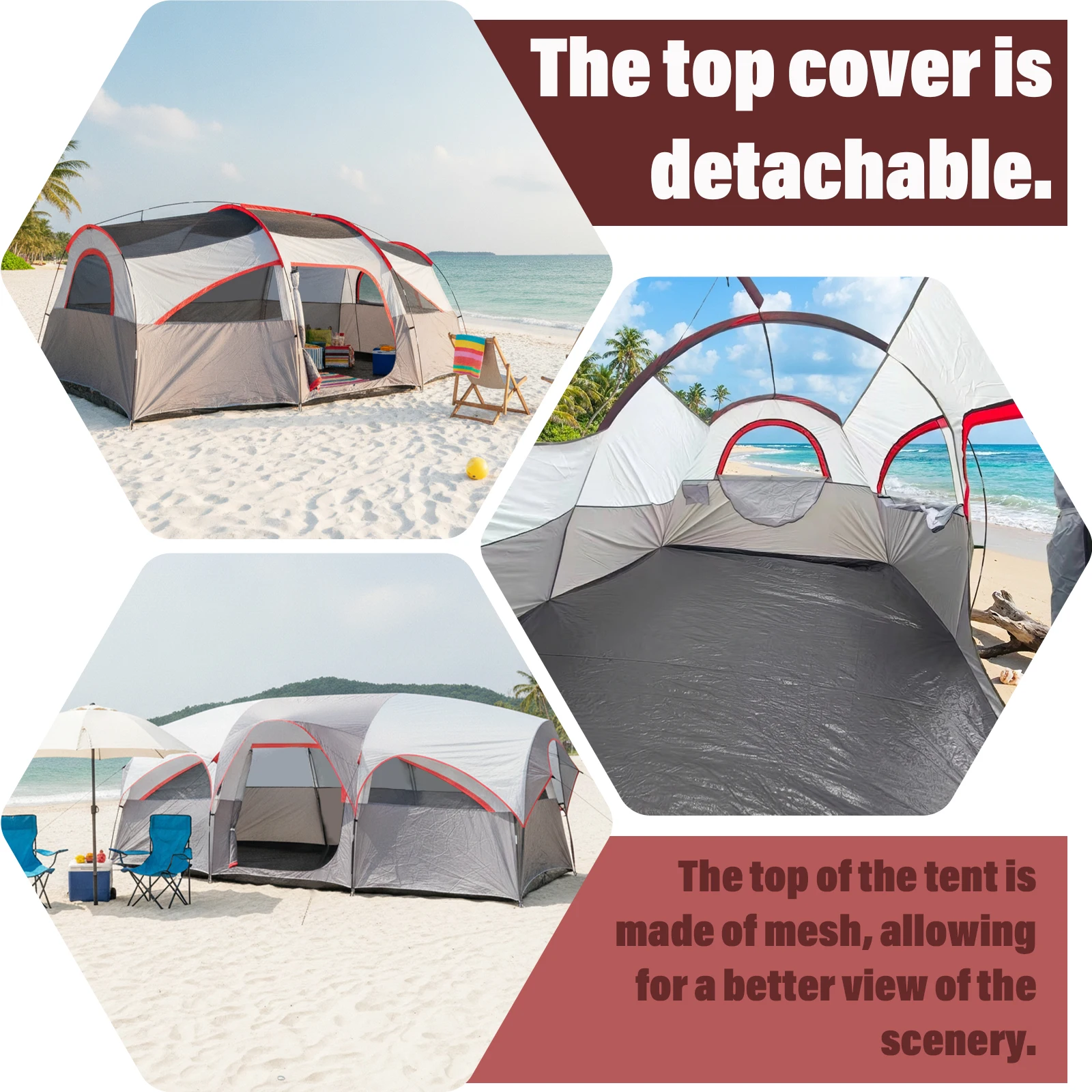 8 Person Beach Camping Tent with Easy Setup And Mesh Windows for Spring Break Picnics Outdoor Family Fun Gatherings Shelter