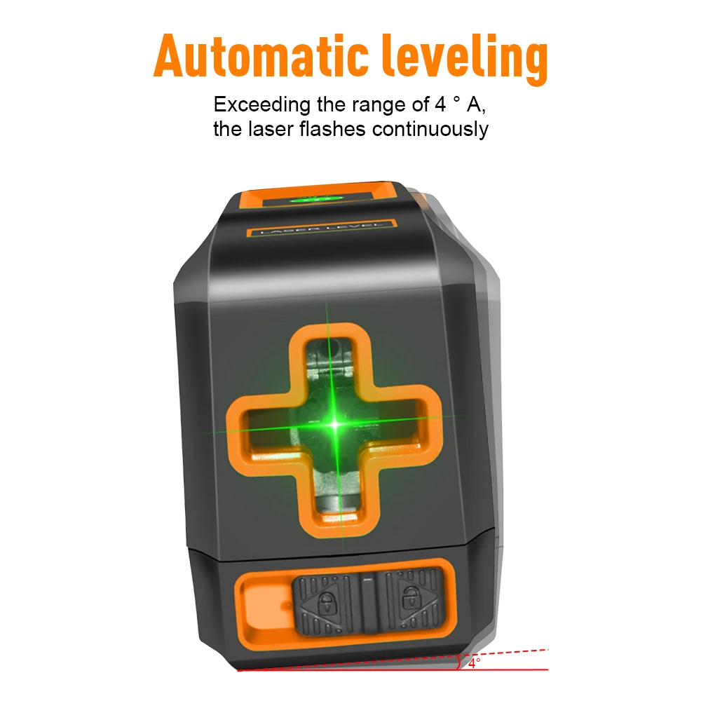 RZ 2 Lines Laser Level Professional Self-Leveling Cross Line Horizontal & Vertical Red Beam Cross-Line Laser Tools