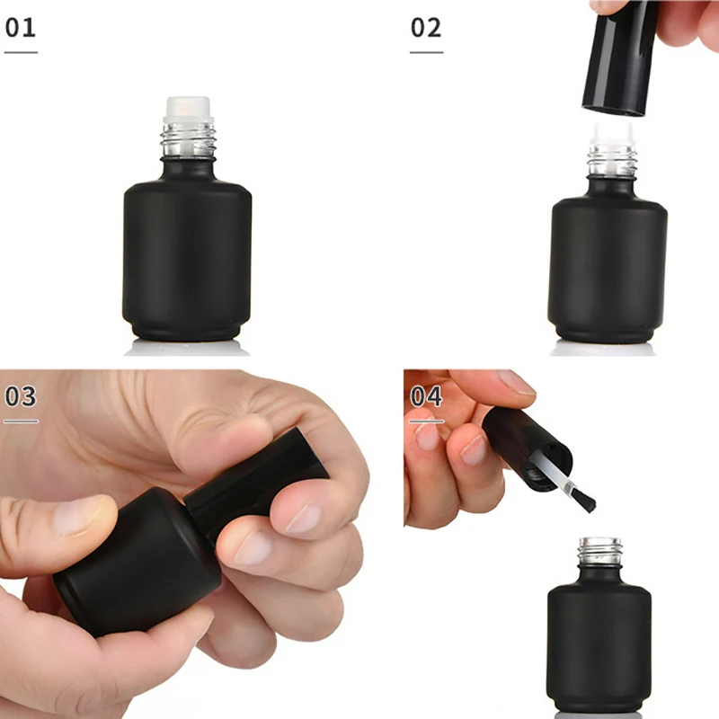 15ML Empty Nail Polish Anti-light Glass Nail Polish Bottle With Lid Brush Cosmetic Containers Portable Nail Bottle With Brush