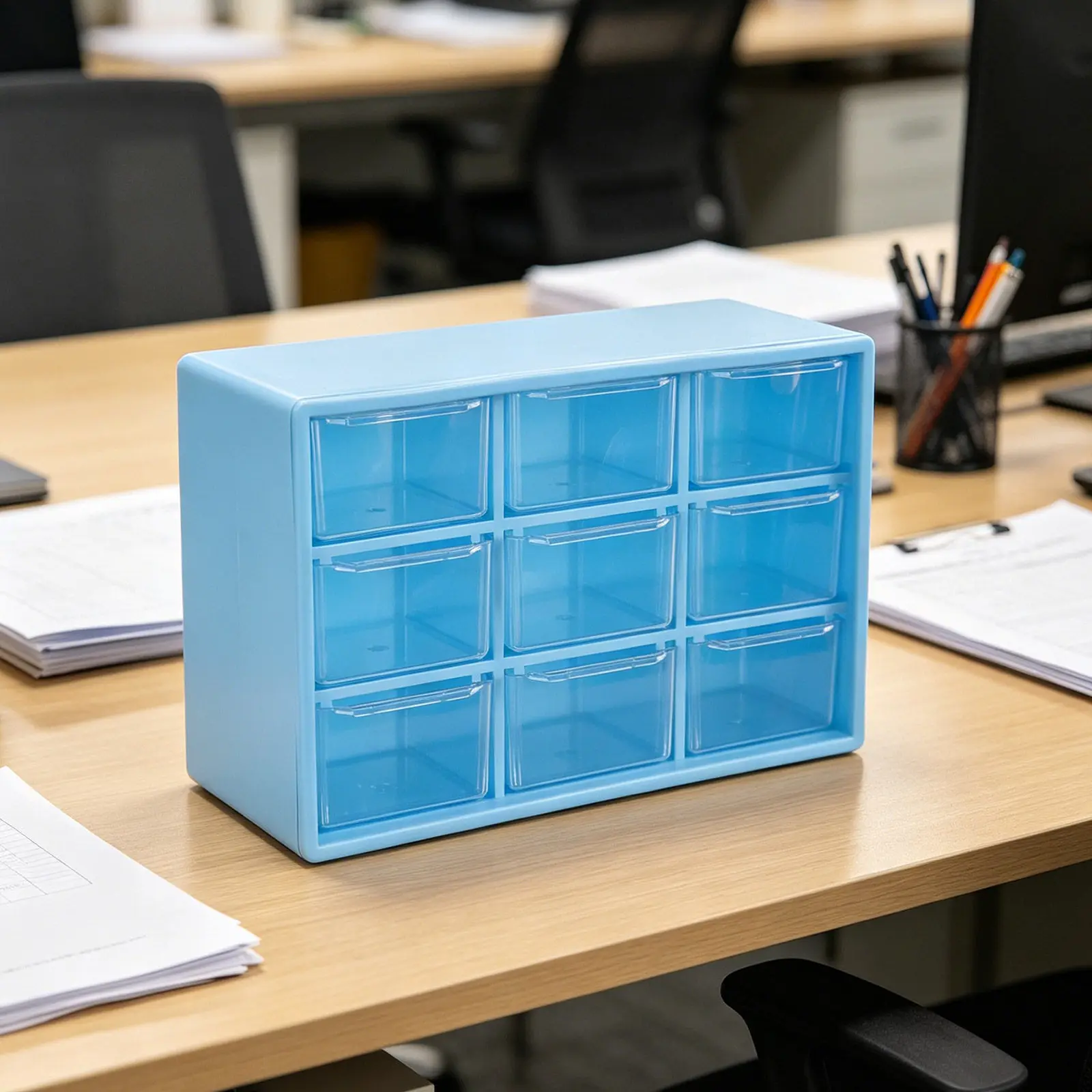 Nine-Compartment Plastic Desk Organizer Drawer Storage Box Dustproof Modular Desktop Storage Organizer for Makeup Jewelry