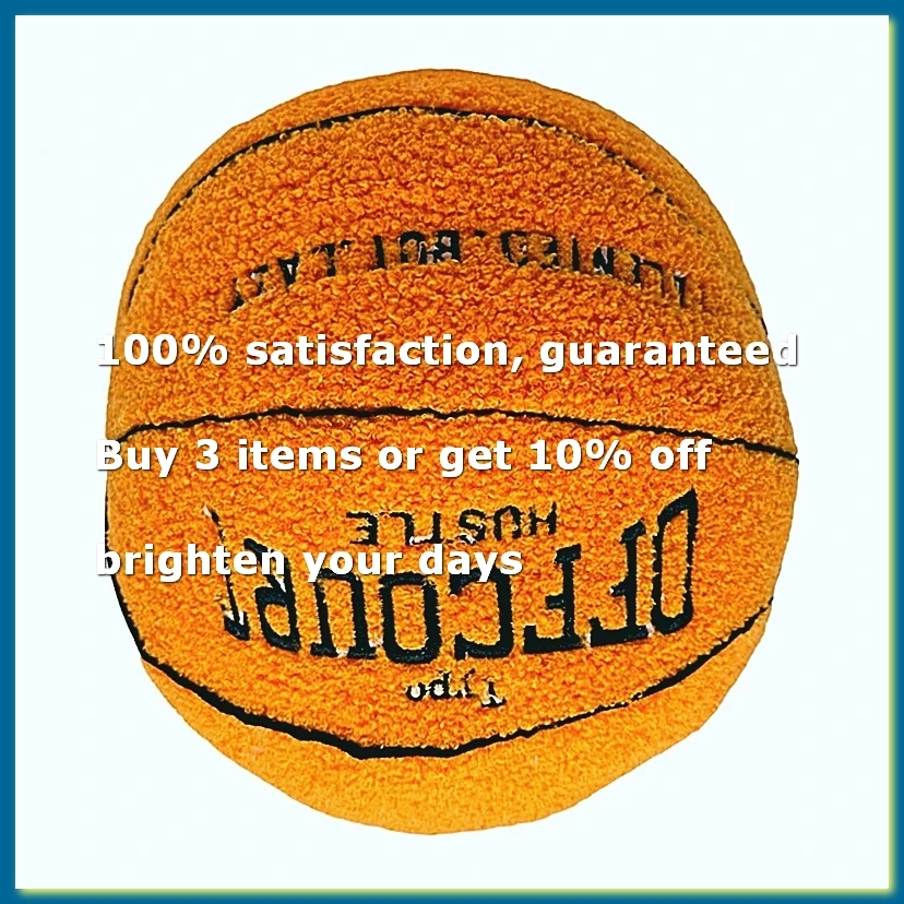 Offcourt Basketball Pillow, Basketball Shaped Pillow Teddy Fleece Embroidered Basketball Throw Pillow Fuzzy Plush Toy-A