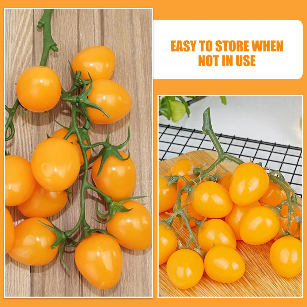 

Simulated Cherry Tomato Artificial Fruit Lifelike Decoration Fake Cherry Tomatoes Bunch for Kitchen Home Dining Room Prop Photo