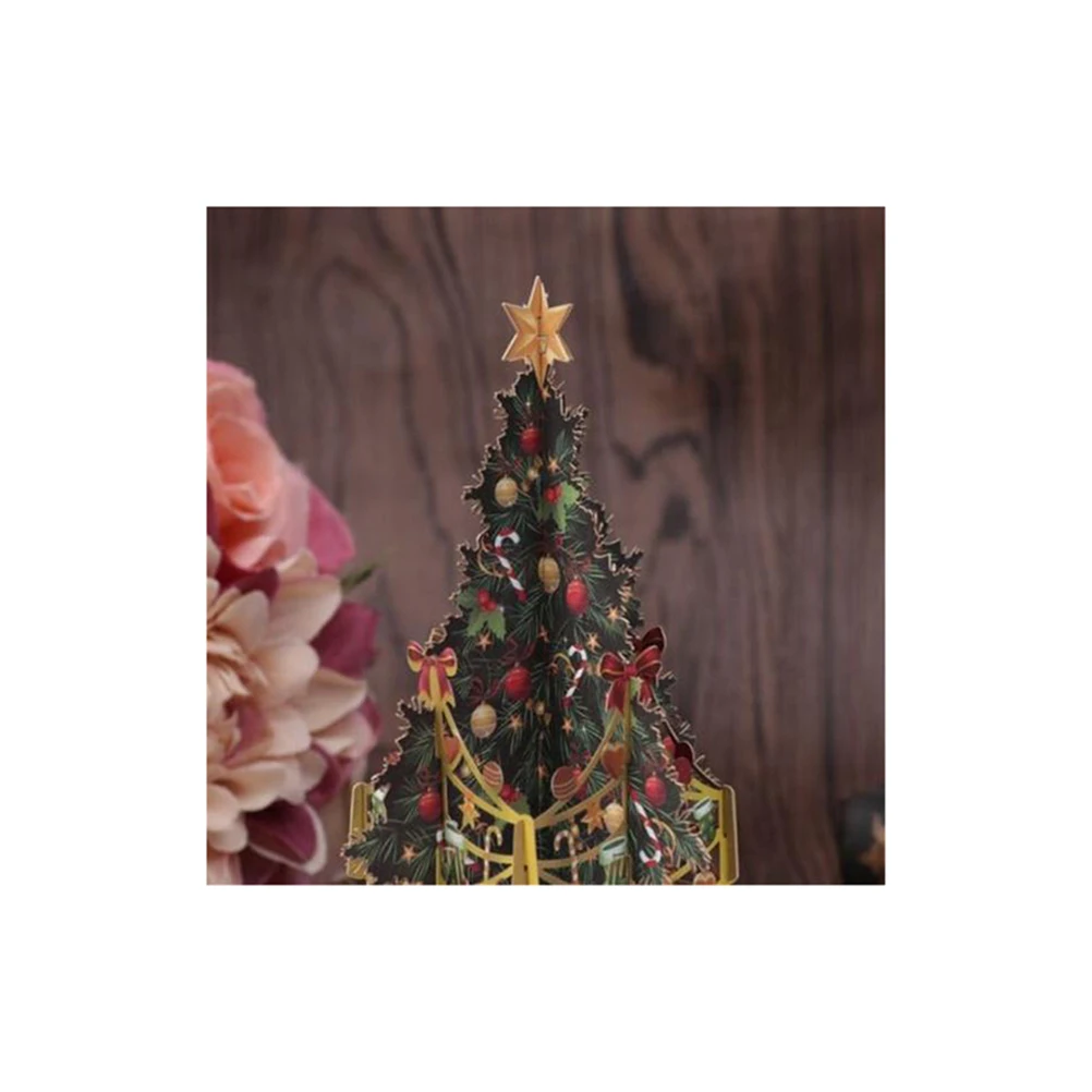 

Paper Carved Greeting Card up Christmas Cards New Year Holiday Three-dimensional
