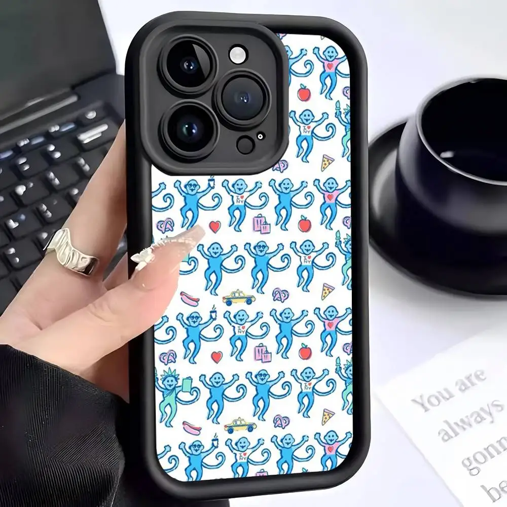 Funda Protectora Antigolpes de TPU con Cobertura Total para iPhone 17 16 15 14 13 12 11 Pro Max Plus, Diseño New York Roller Monkey, Color Negro