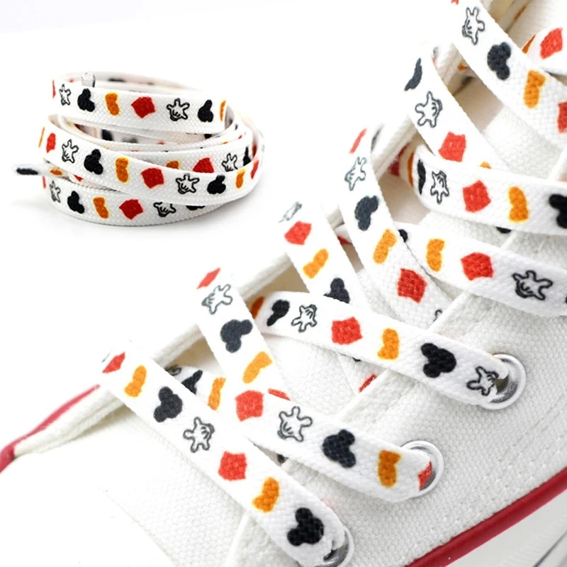 Anime Disney Mickey Mouse 1pair Shoelaces Minnie Shoelace Buckle Cartoon Shoes Decoration Kawaii Accessories Man Woman Kid Gifts