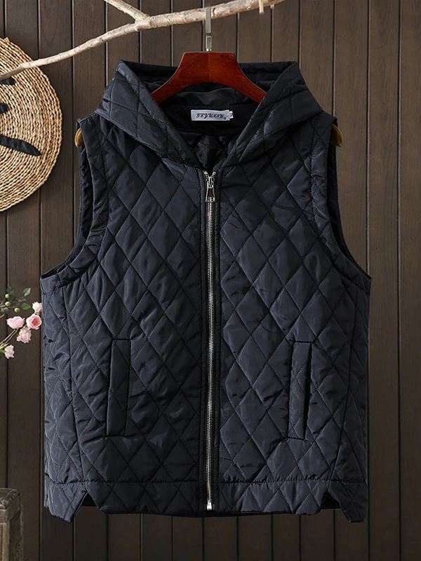 Chaleco de algodón ligero informal para mujer, prendas de vestir exteriores con estampado de diamantes, Top Svel, primavera Otoño, Faion Ele Sle