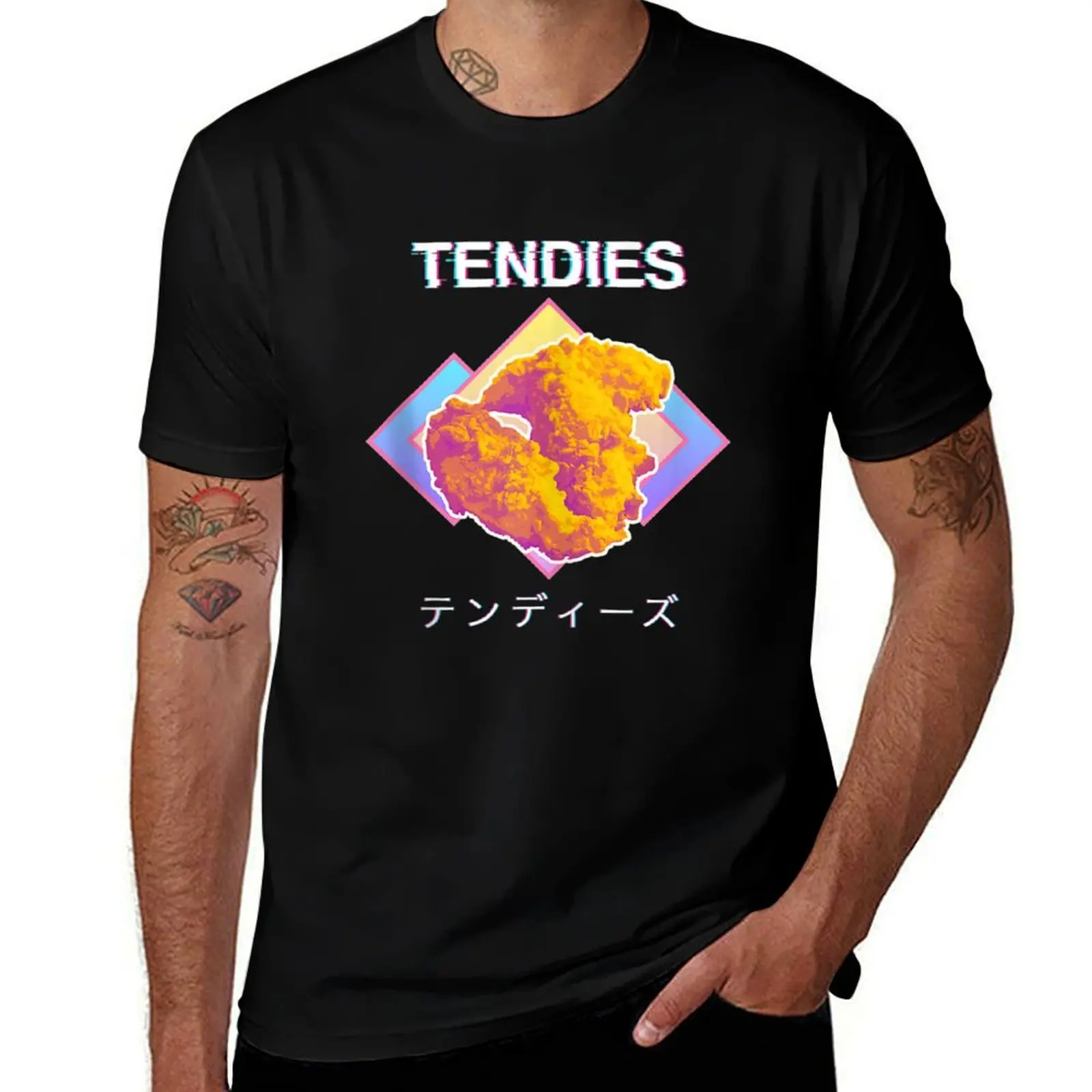 

Vaporwave Tendies Chicken Tenders японская футболка кандзи футболки для мужчин винтажные мужские футболки с рисунком хлопковая футболка