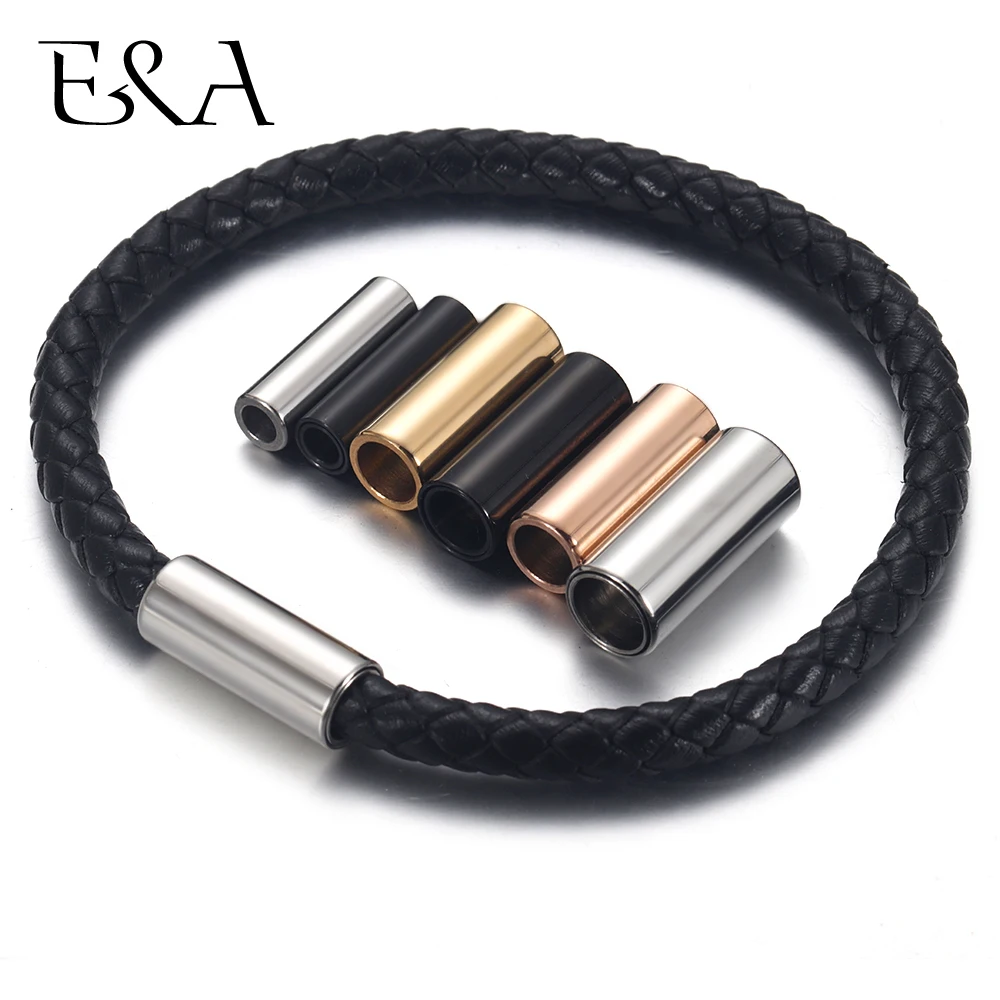 Stainless Steel 3mm 6mm Hole Size Magnetic Clasp Leather Cord Bracelet Necklace DIY Jewelry Making Accessories