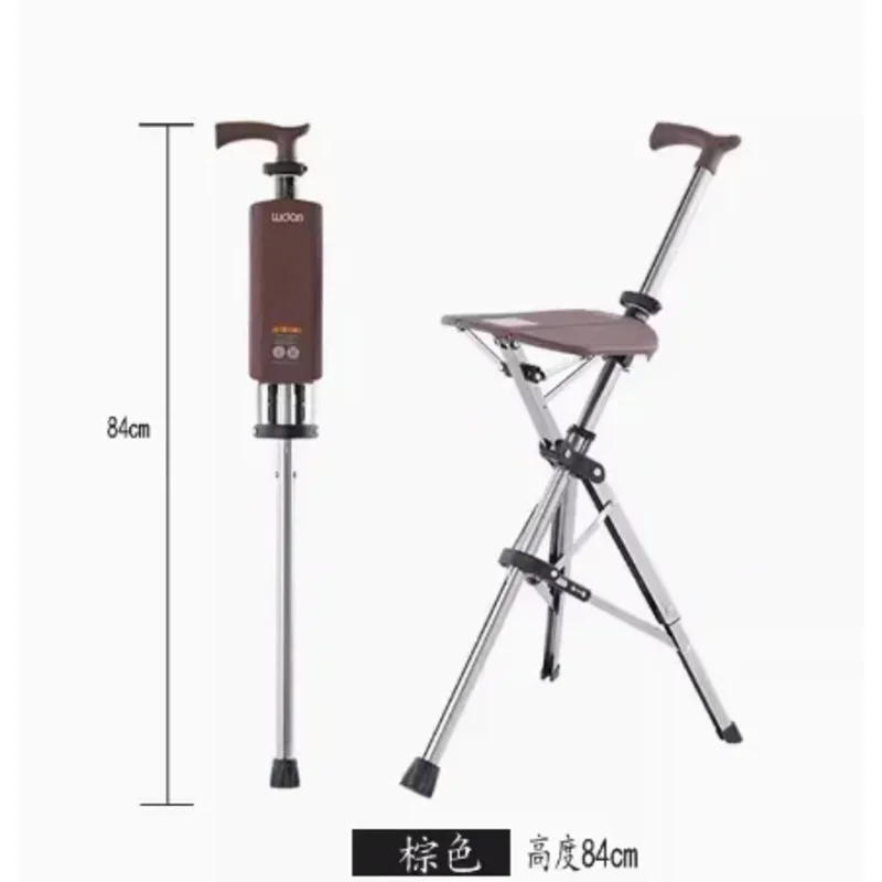 High Quality Aluminum Alloy Foldable Walking Cane Stick Adjustable Elderly Crutch Chair With Stool