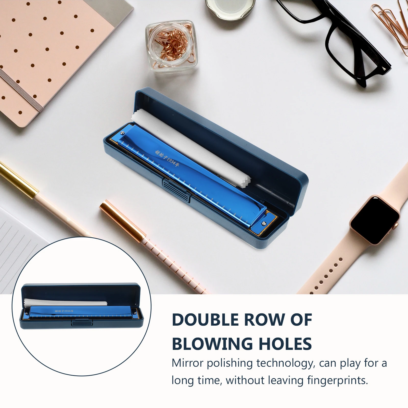 

1pc 24-Hole C-Key Harmonica Stainless Steel Durable Waterproof Professional Musical Instrument for Blues Mouthpiece
