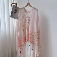 Ethnic Style Summer Scarf Chinese Folk Fashion Sun Protection Buttoned Shawl Cardigan Decorative Travel Photography Outerwear