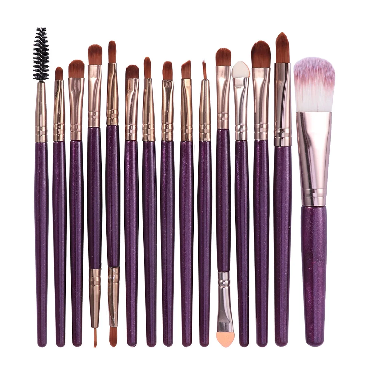 15pcs Makeup Brushes Set for Women Professional Cosmetics Brush Powder Nylon Bristles Plastic Handle Daily Use