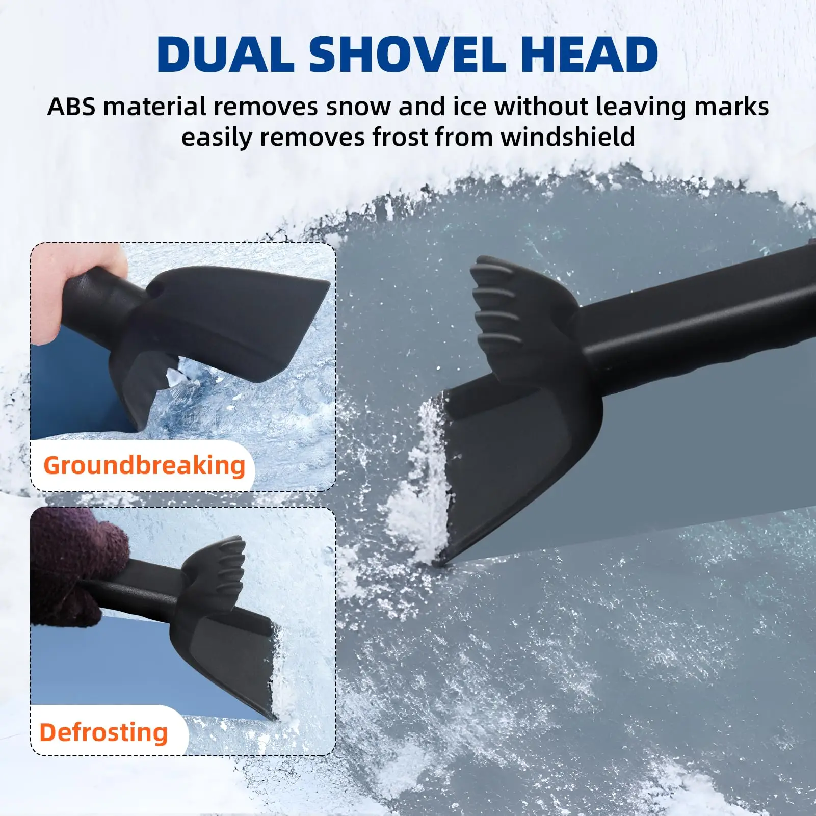 5 in 1 Snow Shovel Elongated Telescopic Rotatable Multifunctional Detachable, for Cars, Camping, Yard Snow Shoveling Tools