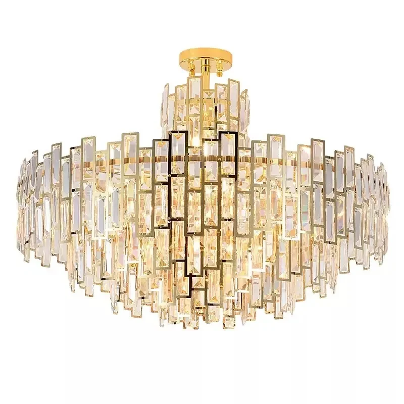 

French light luxury villa living room chandelier American retro crystal hotel lobby homestay duplex floor dining room