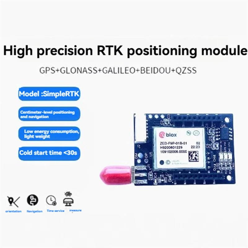Módulo GNSS de nivel centimétrico de alta precisión, módulo RTK Lite de A19E-RTK2B, Compatible con enchufes Xbee de piloto automático Pixhawk