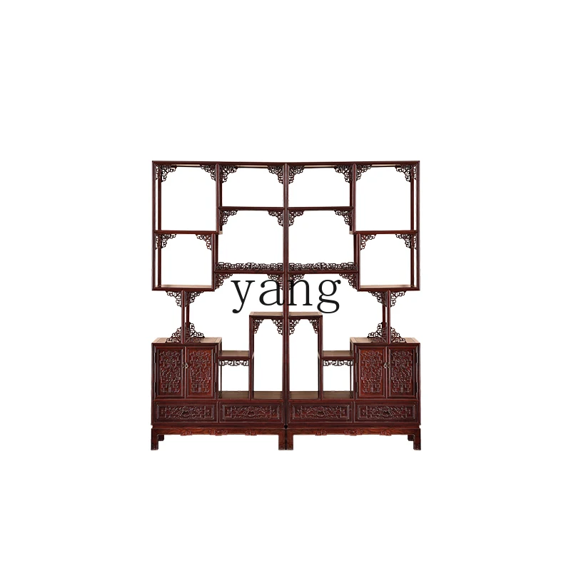 LMM Chinese bookshelf big red rosewood porch partition antique rack Duobao Pavilion display rack