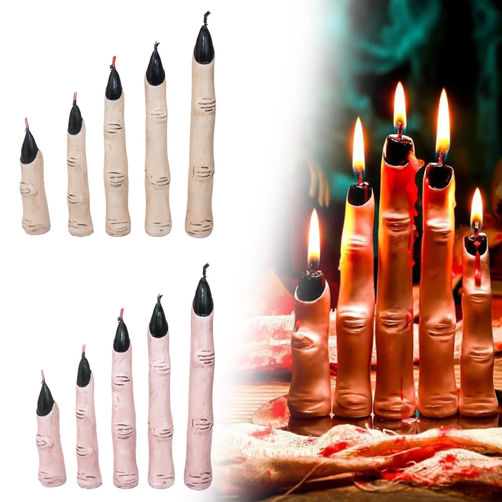 Halloween Witch Five Finger Candles Realistic Novelty Five Finger Candles Halloween Decoration Prop Festival Party Decorations