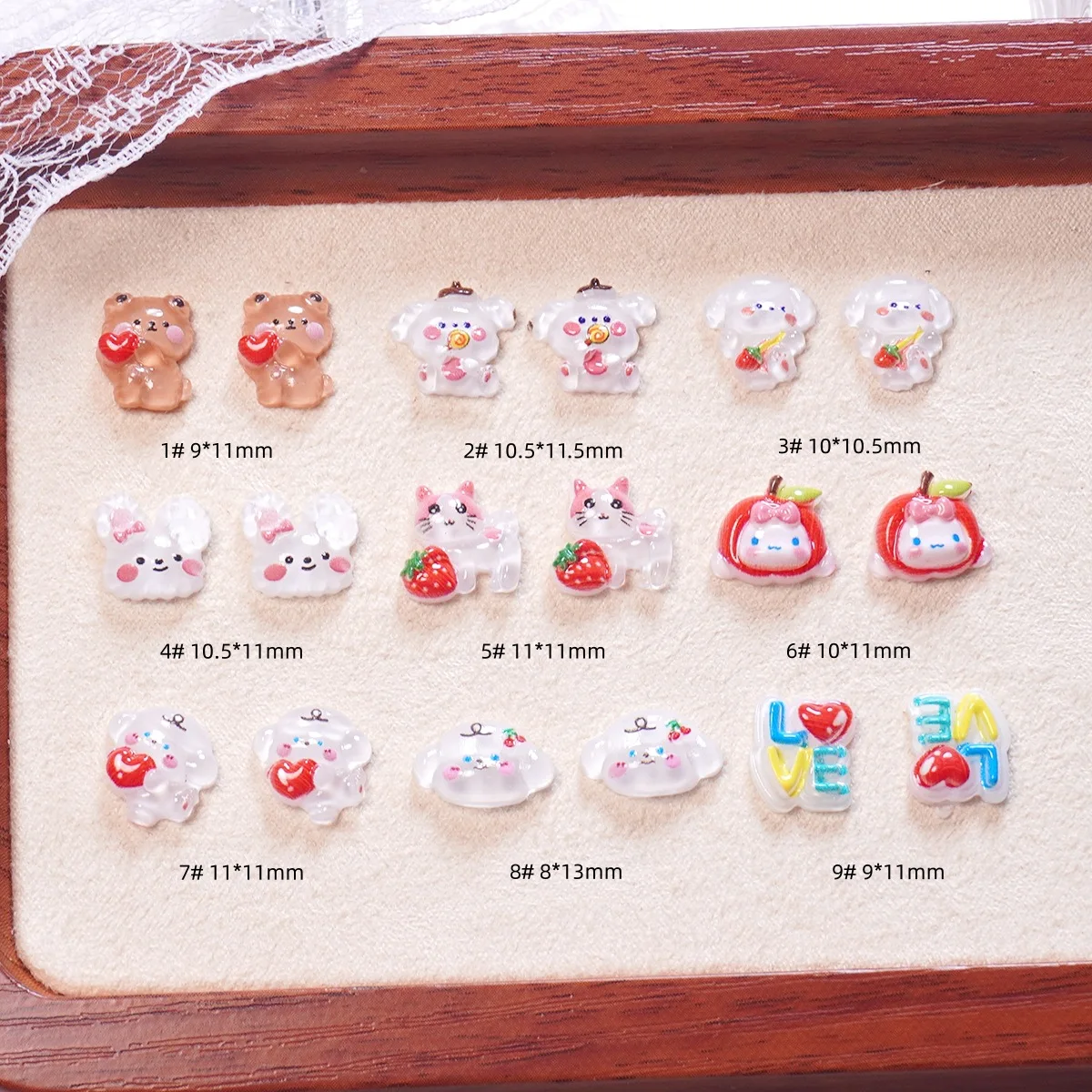 100개/팩 딸기 토끼 네일 참 - 귀여운 과일 동물 네일 아트, 달콤한 매니큐어를 위한 장난스러운 프레스온 네일 장식