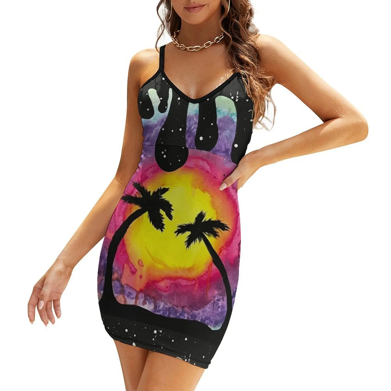 

TRIPPY PALM TREE SUNSET Sling Dress summer dresses women 2025 cute dress women's evening dress 2025