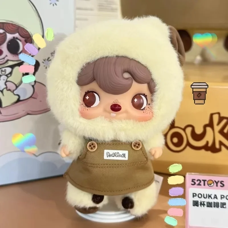 Hot 52toys Pouka Has A Cup Of Coffee Series แอ็คชั่นฟิกเกอร์ของเล่นจี้ตุ๊กตาการ์ตูนกระเป๋าเป้สะพายหลังเครื่องประดับวันฮาโลวีนของขวัญวันเกิด