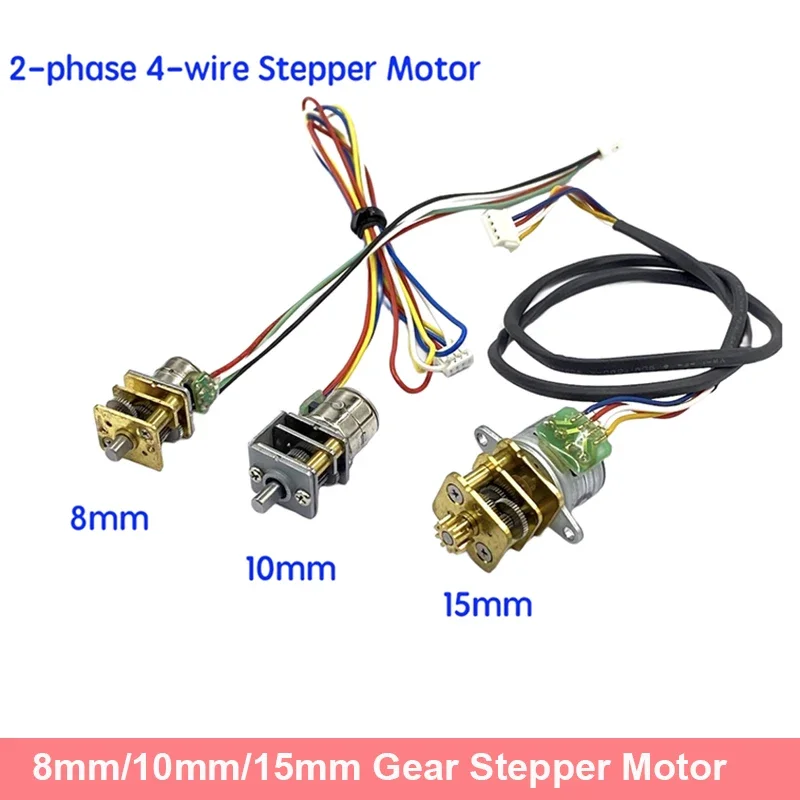 8mm/10mm/15mm DC 5V 12V Mini Gear Stepping Motor 2-phase 4-wire Micro Full Metal Gearbox Gear Stepper Motor DIY Smart Robot Car