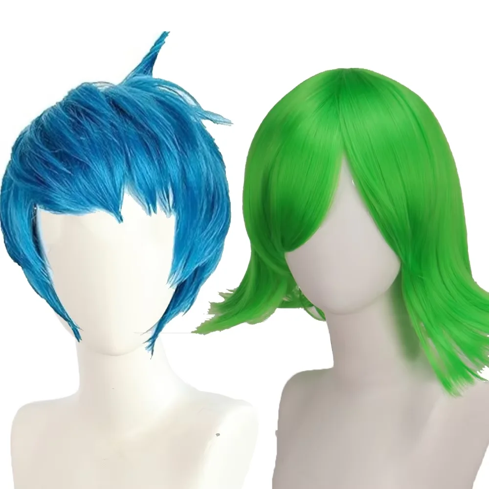 Carnival Toddler Girls Wigs Joy Cosplay Accessories Christmas Movie Inside Out Disgust Green Wigs Party Evening Cos Things