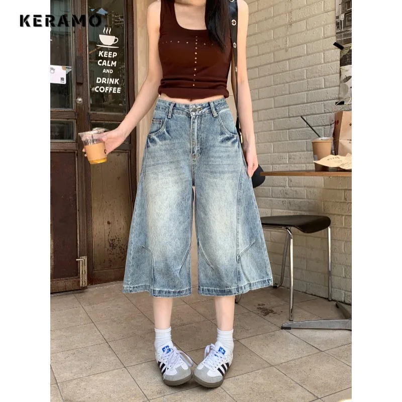 

Y2K 2000s Street Eclectic Denim Shorts Women Light Blue Retro High Waist Jeans Vintage Casual Minimalist Trashy 2000s Emo Shorts
