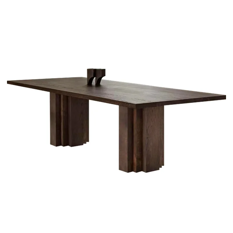 

//Ancient Solid Wood Dining Table Living Room Rectangular Retro Long Large Board Negotiation Office Conference Table Furniture