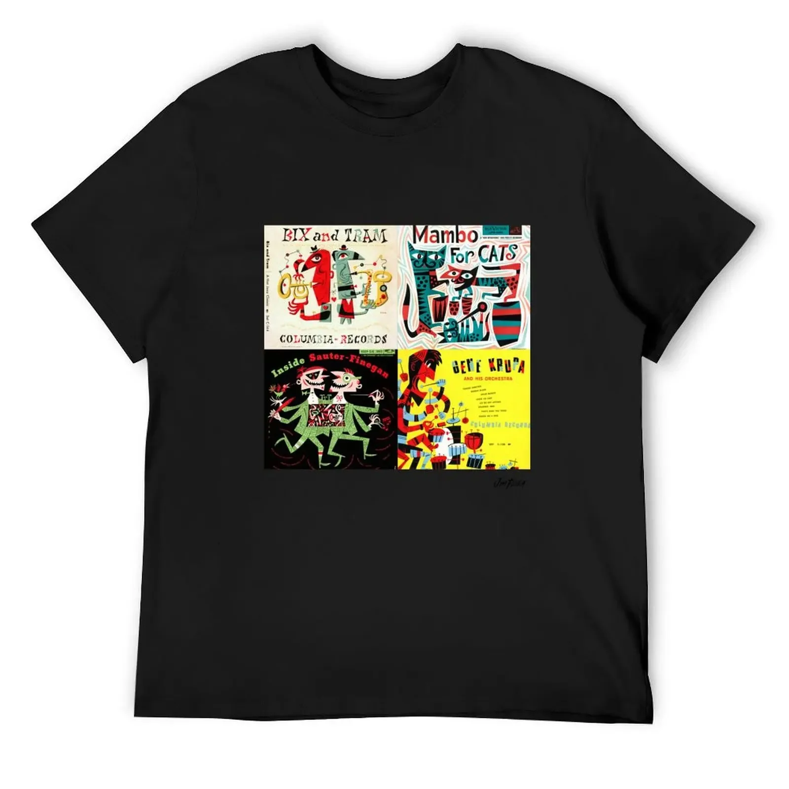 Jazz Albums Designed by Jim Flora T-Shirt heavyweights graphic t shirts baggy shirts oversized t shirts for men