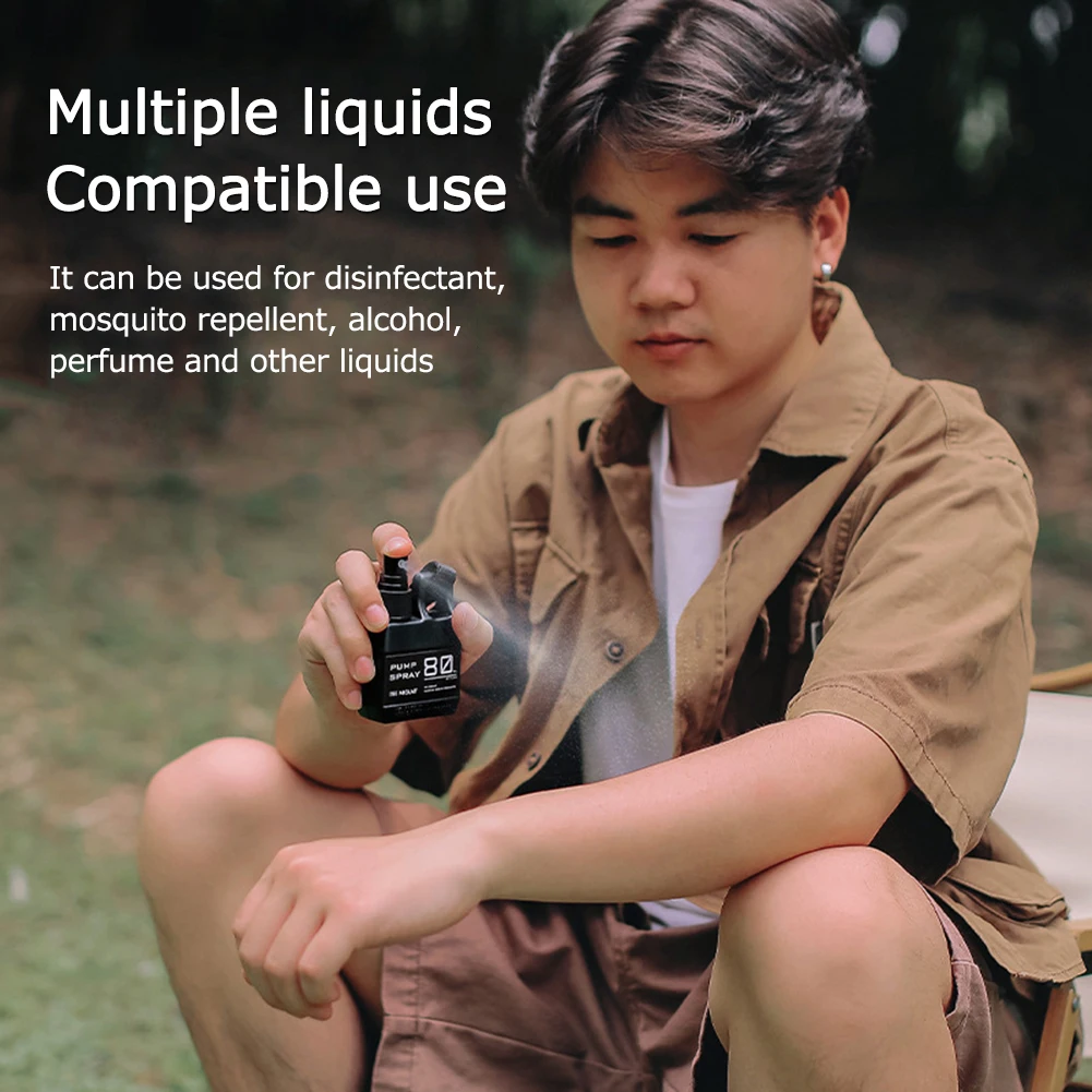 80ml Atomizer Bottle Portable Pump Spray Bottle with Carabiner Alcohol Perfume Refillable Multifunctional Camping Supplies