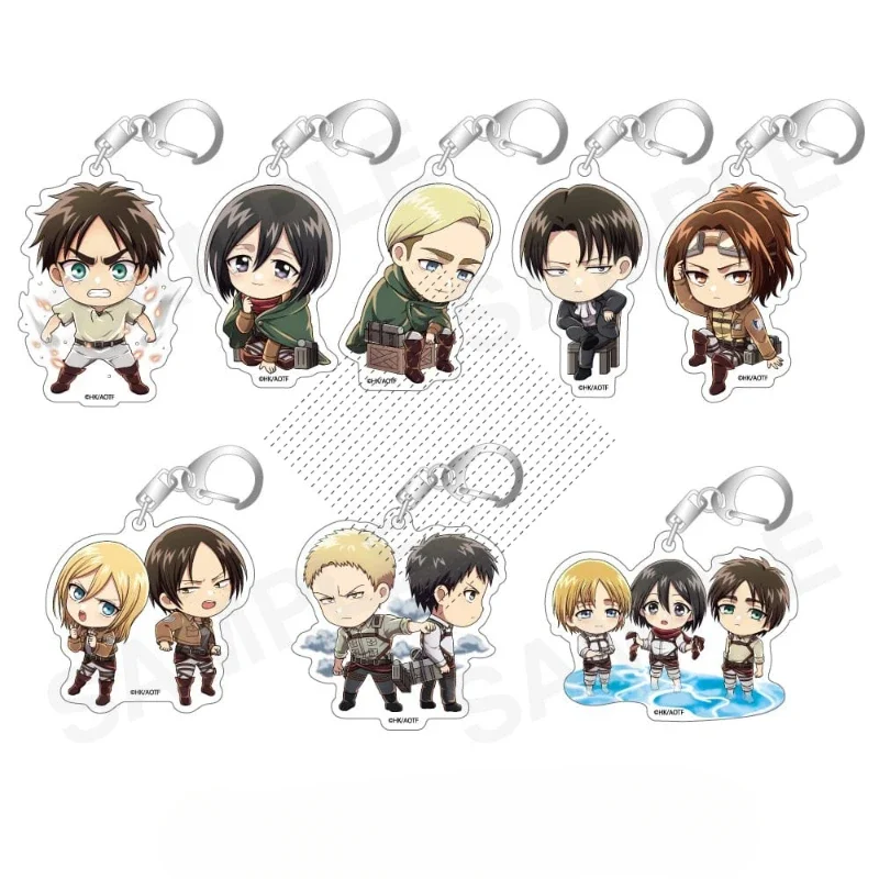 Game Jean Kirstein Eren Yeager Mikasa Ackerman Levi Connie Armin Erwin Keychain Doll Anime Acrylic Keyring for Gift