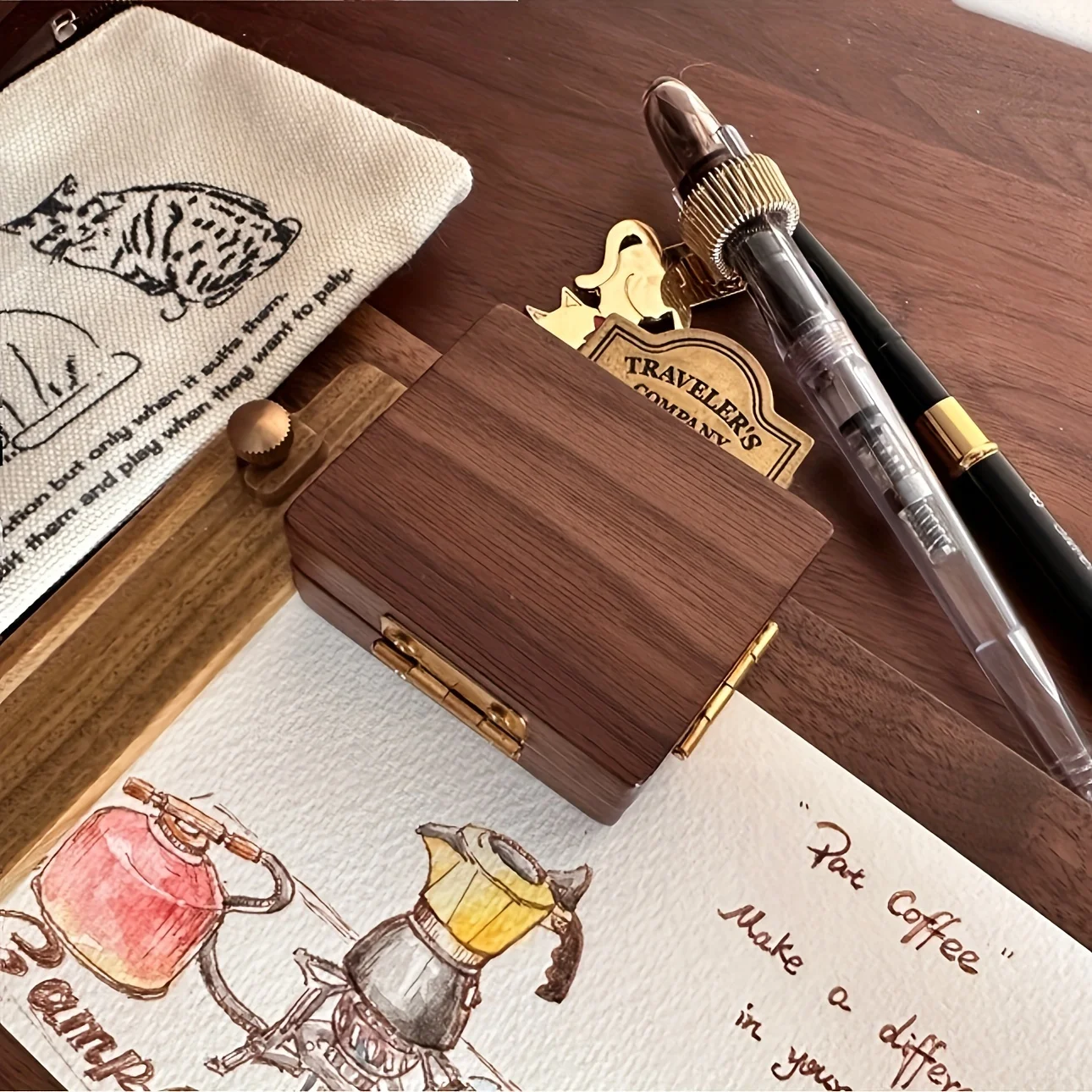 INS-Style Holz-Malbox Zusammenklappbare Aquarell-Malbox für Outdoor-Malerei Retro-Holz-Pigmentbox mit Gratis-Messingklammern – Detail 8