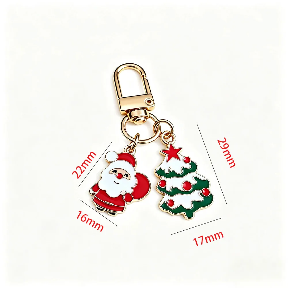 1/5/10 Stück Emaille-Weihnachts-Schlüsselanhänger, Weihnachtsmann und Weihnachtsbaum-Anhänger, Schlüsselanhänger, Rucksack-Dekoration, Geschenk für Feiertage und Partys – Detail 2