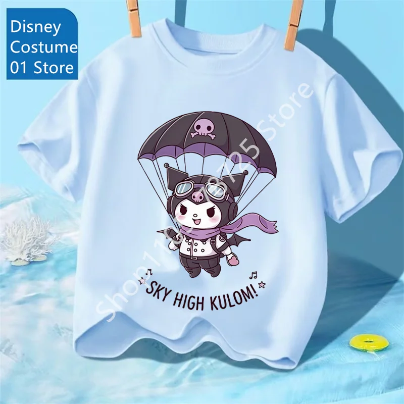 

Детская футболка Sanrio Kulomier 2026 с принтом, парная (для родителей и детей), с коротким рукавом, круглый вырез горловины