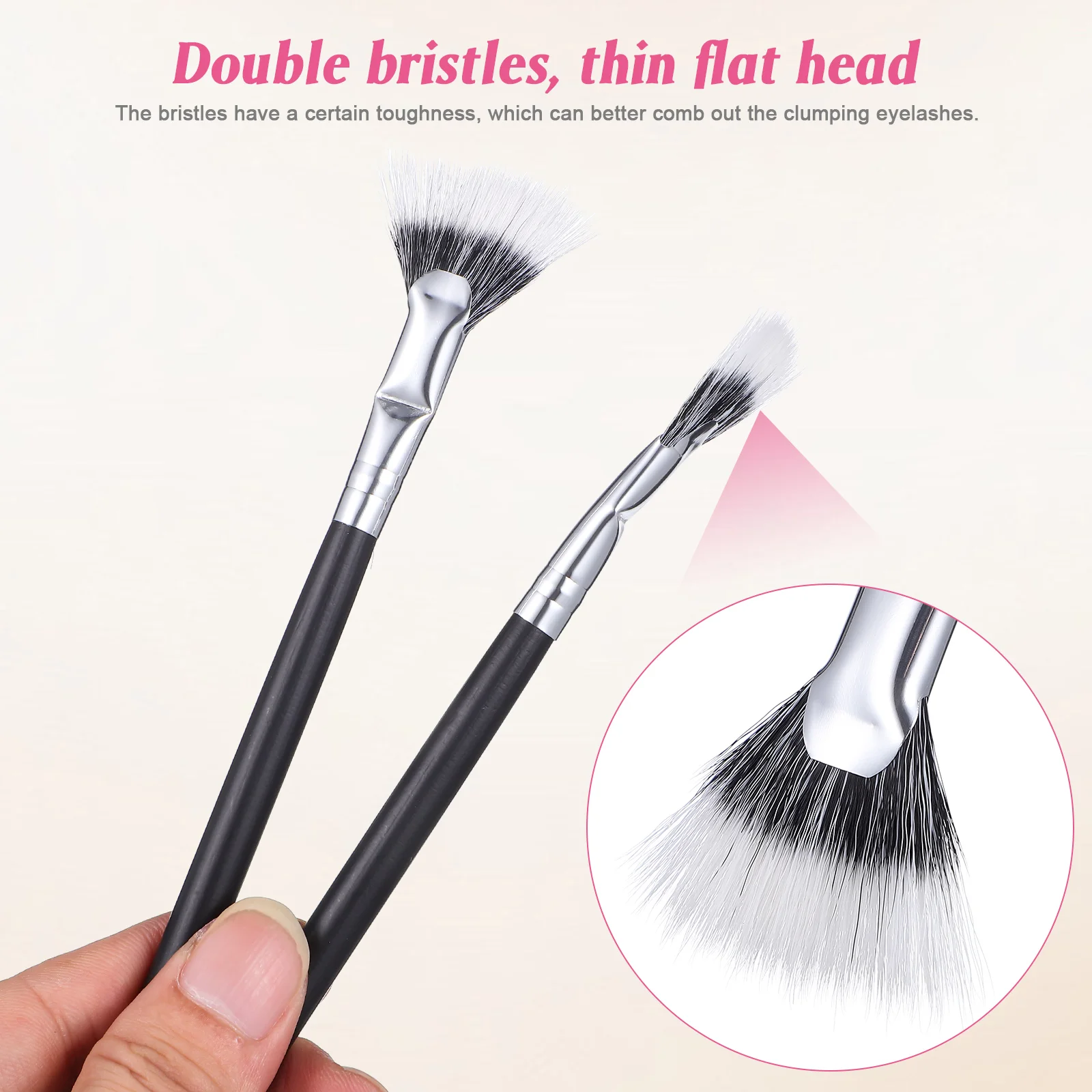 3 Pcs Eyelash Brush Mascara Wands Applicator Highlight/brighten Fan for Lashes Tool Artificial Fiber Wood Makeup Brushes