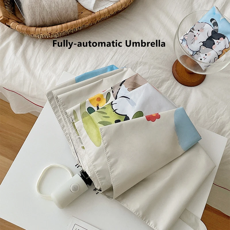 Children Umbrella Cartoon Cat Fold Umbrella Fully Automatic Umbrella Kids Sunny And Rainy Umbrella Portable Umbrella Woman - view 4