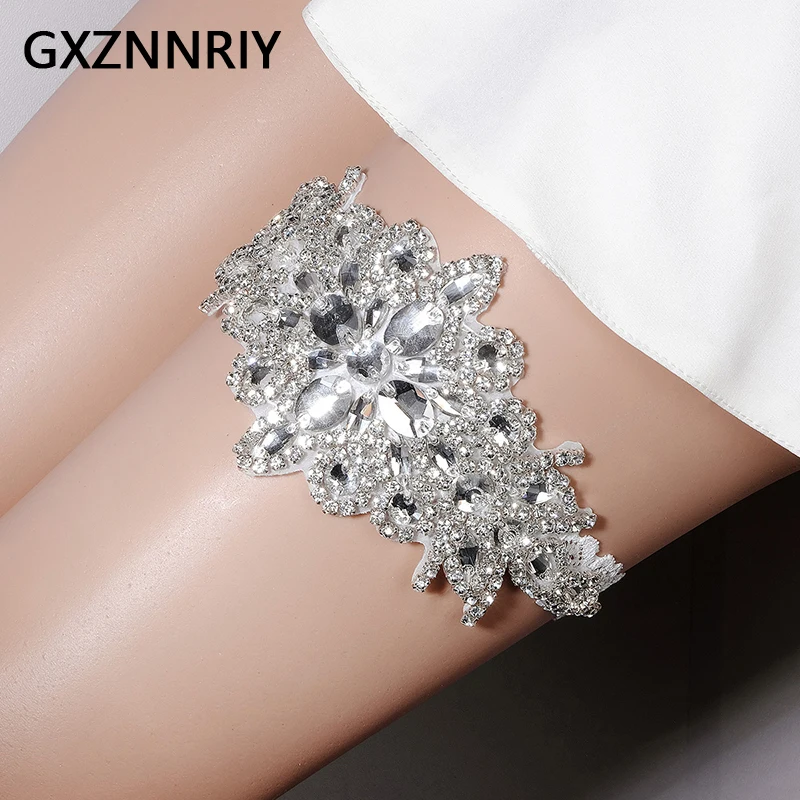 Handmade Crystal Flower Garters Bridal  Wedding Dress Sexy Rhinestone Bride Thigh Leg Garter Ring for Women Accessories Gift