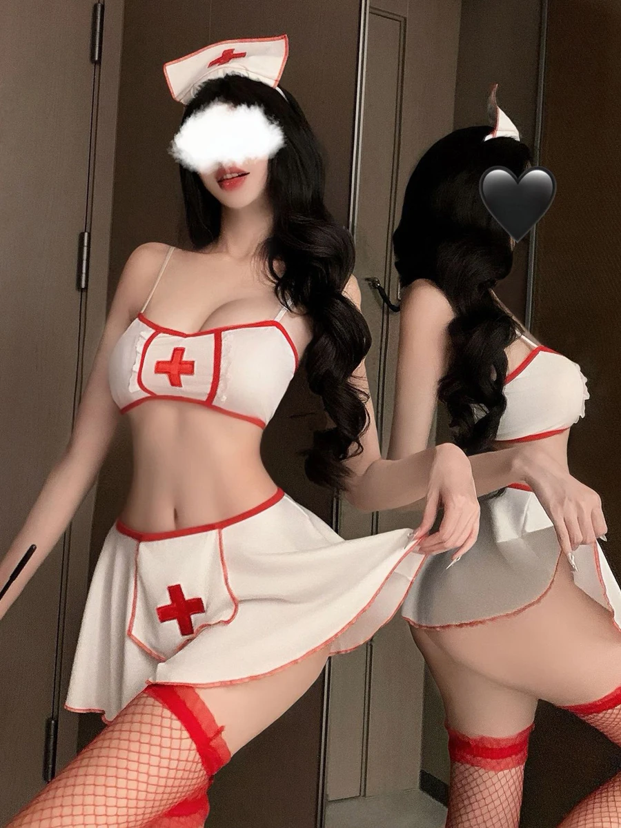 Conjunto de orme Sexy para Club Nocturno, Disfraz de Ángel Blanco para loween, Disfraz de Enfermera de Deseo Puro, Con...