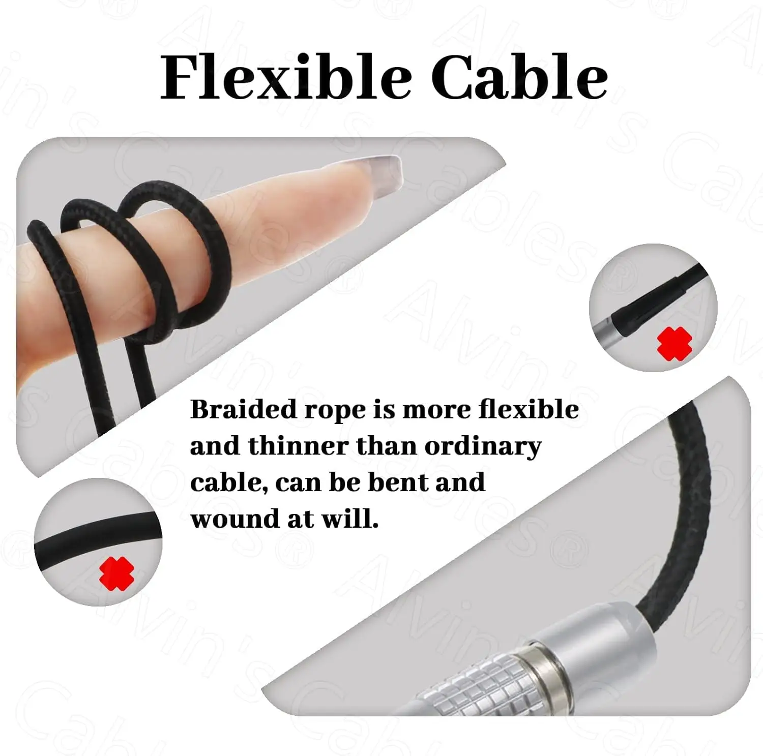 

Alvin's Cables Flexible 2 Pin Male to D-Tap Power Cable - Braided Braided for Teradek/SmallHD Monitor/Vaxis (60cm/23.6in)