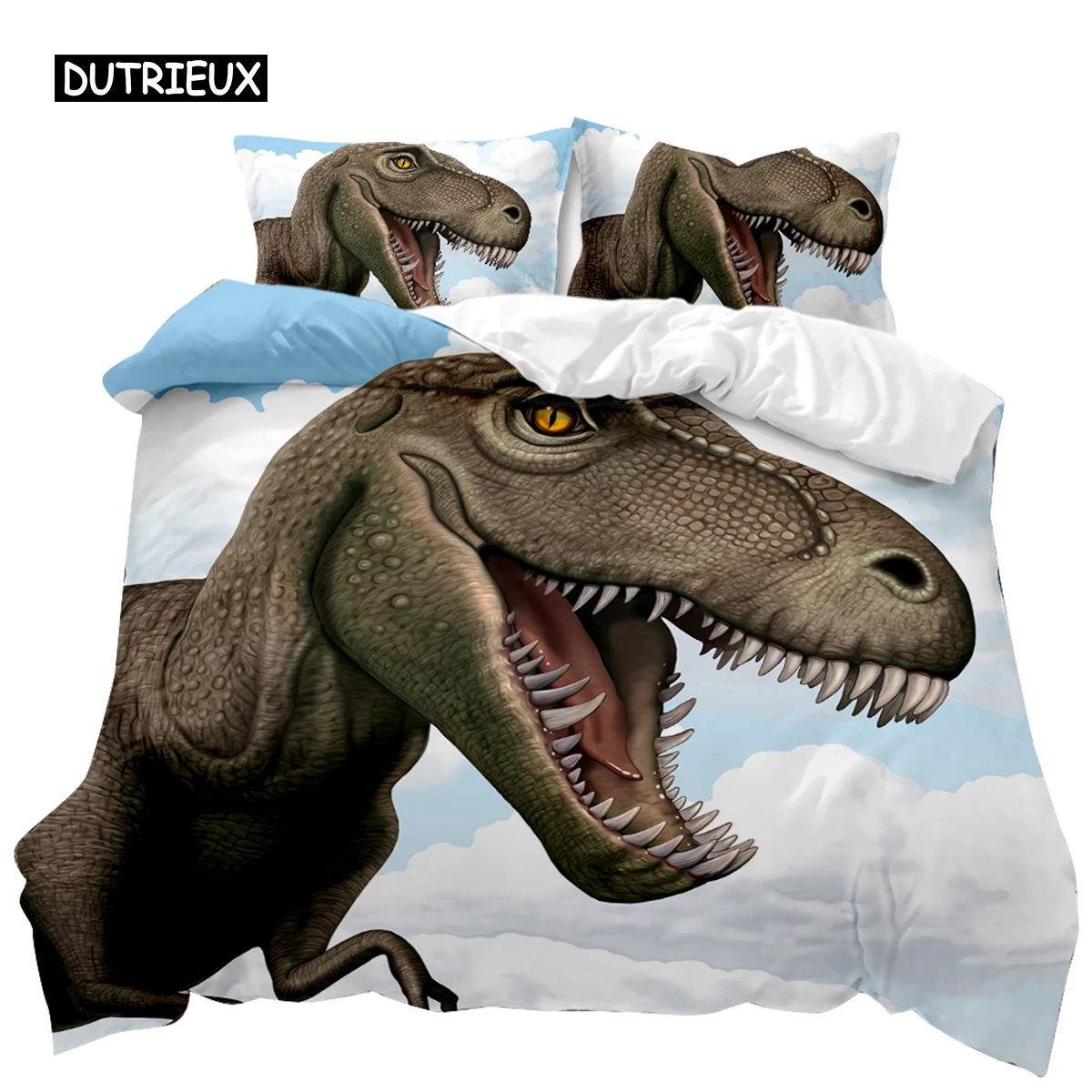 Jurassic Dinosaur Duvet Cover Tyrannosaurus Rex Ferocious Creatures Predators Bedding Set Full Queen King Polyester Quilt Cover