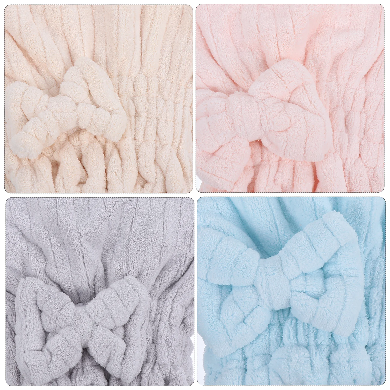4pcs Thickened Coral Fleece Hair Dry Turban Fast Drying Cap Water Absorbing Hair Towel Wrap Bath Shower Quick Dry Cap Home Gym
