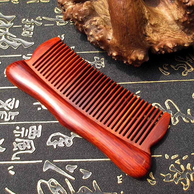 Natural Rosewood Comb Mortise and Tenon Joint Acid Branch Handmade Scalp Massage Comb Anti-static Detangling Hair Comb Portable