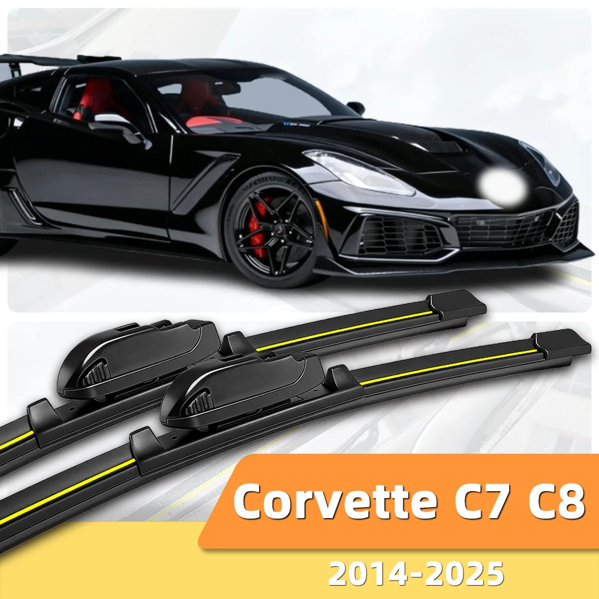 2 Stück Auto-Scheibenwischer Vordere Windschutzscheibenwischer Geeignet für Chevrolet Corvette C7 C8 (2014-2025) Naturkautschuk Langlebige Wischerblätter