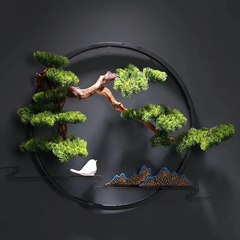 100cm Pine Tree Bird Hangings Sofa Background Wall Decoration Creative Restaurant Porch Painting Wall Decoration Art Pendant