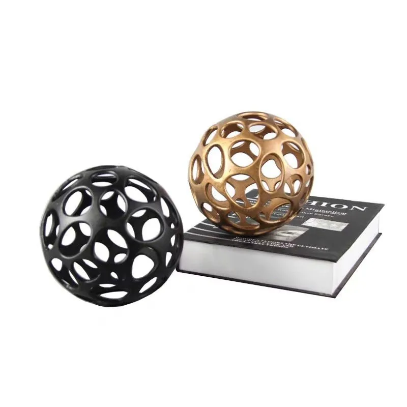 

Modern geometric creative alloy hollow ball ornament, model room study home interior decoration