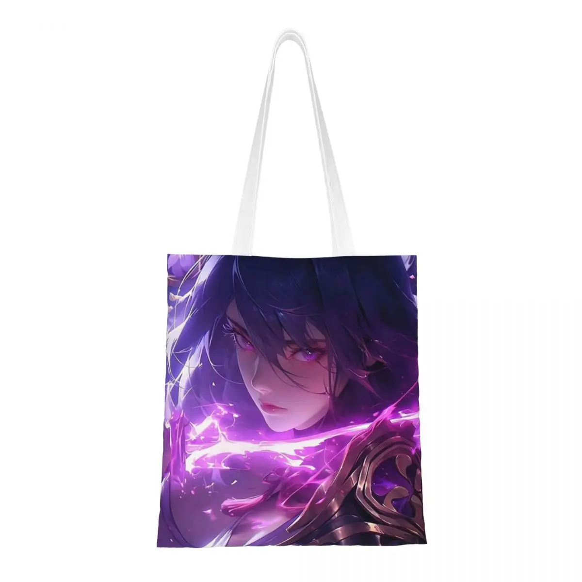 

Genshin Impact Anime Game Shopping Bags Women Canvas The Tote Bag Reusable Ladies Shoulder Tote Travel Handbag
