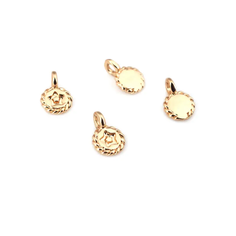 20PCS 4.5x7MM 18K Gold Color Brass Small Round Star Charms High Quality Diy Jewelry Making Necklace Earrings Accessories