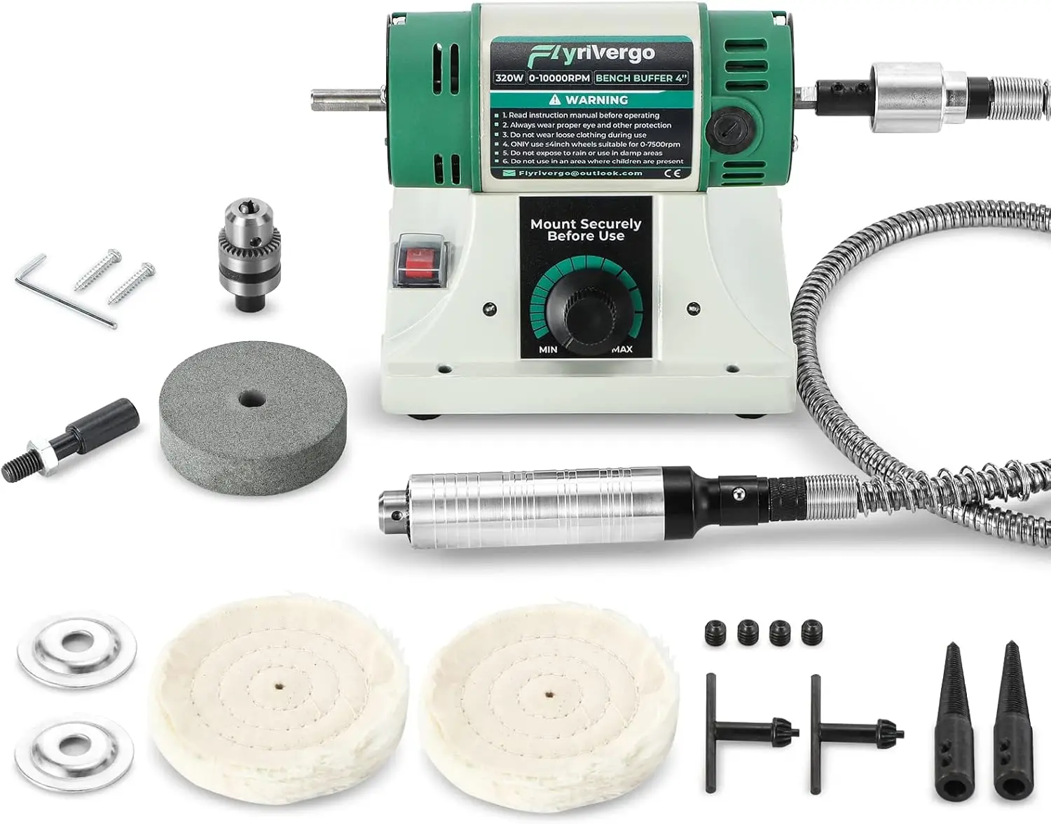 

Buffer Polisher with Accessories Adjustable Variable Speed Multi-Function Bench Lathe Grinder Polishing Machine Tool Kit for Jew