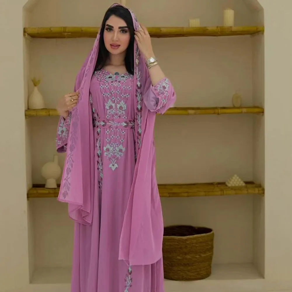 Muçulmano vestido longo para as mulheres, dubai abaya, diamante lace-up, roupas islã, djellaba africano