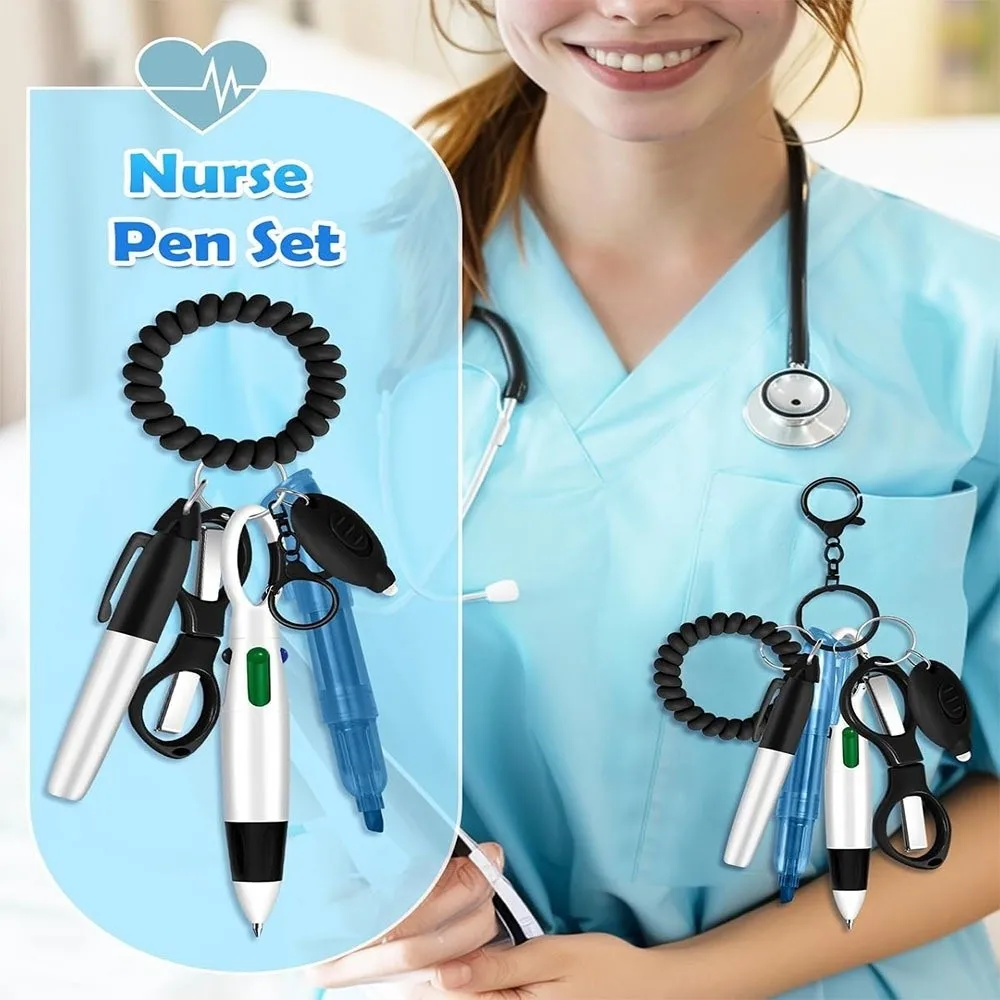 New Portable Nurse Pen Pack Retractable Lanyard Keychain Nurse Badge Set Durable ID Badge Reels Nurse Badge Clip Accessory Gift